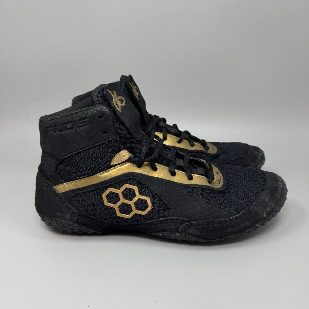 Rudis Wrestling Shoes Mens 10.5 Black Gold JB Alpha Athletic Training